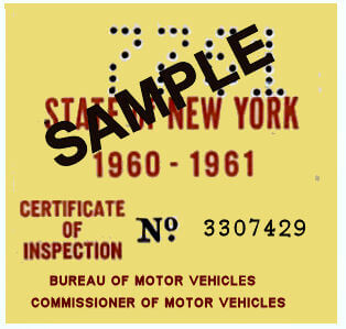 Modal Additional Images for 1960-61 New York INSPECTION Sticker